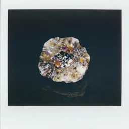 polaroid of a beautiful mineral in a dream, collage, reflection, double exposure,  gradient, chromatic aberration, cinematographic