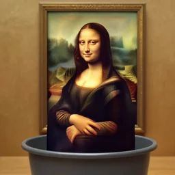 throwing mona lisa in a bin