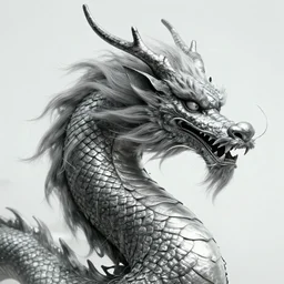 a chines dragon with long hairs in alan lee and marc simonetti and emil melmoth style  , cinematic lighting
