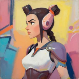 greg manchess portrait painting of leia organa as overwatch character, medium shot, asymmetrical, profile picture, organic painting, sunny day, matte painting, bold shapes, hard edges, street art, trending on artstation, by huang guangjian and gil elvgren and sachin teng