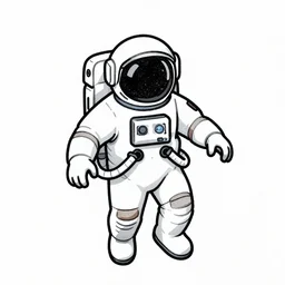 astronaut, outlined hand drawn