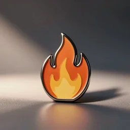 a retro minimalistic fire flame enamel pin, hd, concept art