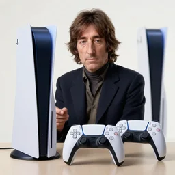 John Lennon playing on his PS5, 1973