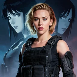 girl wearing tactical gear | | scarlett johansson, fine detail!! anime!! realistic shaded lighting!! dramatic!! poster by ilya kuvshinov katsuhiro otomo ghost - in - the - shell, artgerm
