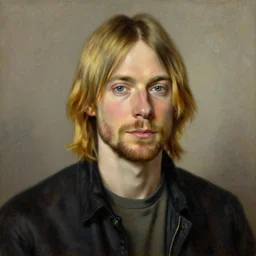 Portrait of Kurt Cobain, oil painting by albrecht durer