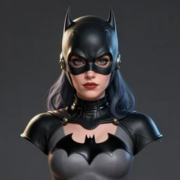 molly quinn as batgirl, portrait en buste, character concept art, trending on artstation, highly detailed, high quality, digital painting, alena aenami, lilia alvarado, shinji aramaki, karol bak, alphonse mucha, tom bagshaw