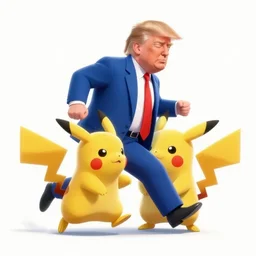 donald trump beating pikachu in a foot race