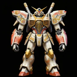 upper half portrait of colourful army mecha robot, art by hsiao - ron cheng & alphonse mucha, highly detailed, digital painting, concept art, illustration, smooth sharp focus, intricate, symmetry, blcak background, black backdrop, png, artstation,