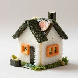 a house made out of sushi, 4k, 35mm