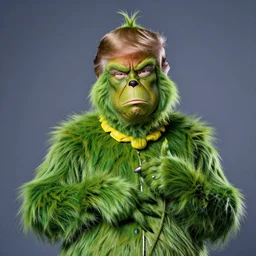 donald trump as the grinch, studio still, makeup by rick baker, 8 k