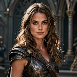 keira knightley as a female warrior, tanned, beautiful, stunning, detailed, by luis royo, by pixar, by myazaki, game of thrones, gothic, final fantasy, fantasy, medieval
