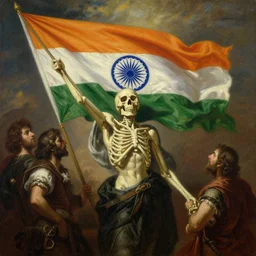 a cinematic dramatic painting of death of indian flag, oil on canvas, by john constable, by simon stalenhag, by abraham pether, by greg rutkowski, trending on artstation, featured on pixiv, baroque color scheme, masterpiece, dramatic composition, brilliant lighting, highly detailed, hd, 8 k
