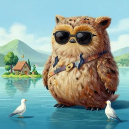 ewok lake village, alien birds, painting by ralph mcquarrie