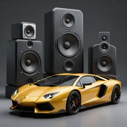set of speakers, concept modern speakers design in style of Lamborghini, digital art, ultra realistic, ultra detailed, art by greg rutkowski