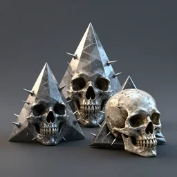 triangles, thorns, skulls, hyperprism, high detail, 4 k