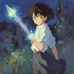 classical oil painting of anime environment concept art featuring a magic arrow enchanted with energy, fantasy, trending on artstation, stylistic, brush strokes, oil, canvas, by kawacy and makoto shinkai