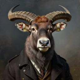 Norman Rockwell portrait of a smiling ungulate dressed like a human