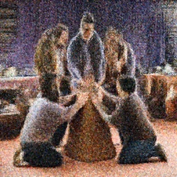 a film still of the episode of the sitcom 'Friends' when they sacrificed Joey on a make-shift alter in the appartment