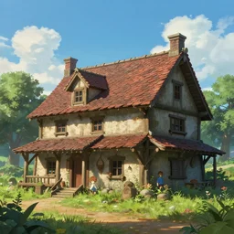 old medieval house, Low level, rendered by Beeple, Makoto Shinkai, syd meade, simon stålenhag, synthwave style, digital art, unreal engine, WLOP, trending on artstation, 4K UHD image, octane render