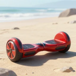concpet art featuring a futuristic red ferrari style hoverboard on at the beach at sunset. fine detail. surf. this 4 k hd image is trending on artstation, featured on behance, well - rendered, extra crisp, features intricate detail, epic composition and the style of unreal engine.