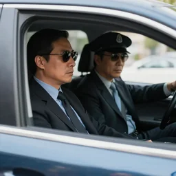 a 5 0's detective getting into the car