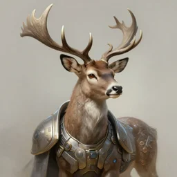 a anthropomorphic cyber deer wearing scifi armor, diffuse lighting, fantasy, intricate, elegant, highly detailed, lifelike, photorealistic, digital painting, artstation, illustration, concept art, smooth, sharp focus, art by john collier and albert aublet and krenz cushart and artem demura and alphonse mucha
