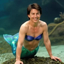Tom cruise as a mermaid smiling