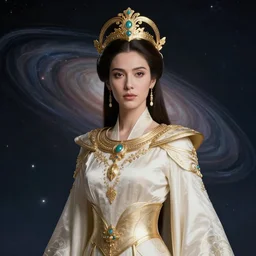 portrait of the powerful empress of the solar system in the style of luis royo and in the style of tsutomu nihei. glowing, ornate and intricate linework, stunning, dynamic lighting, ultrafine and hyperdetailed.
