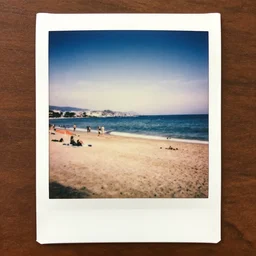 an old polaroid photo of the cannes beach