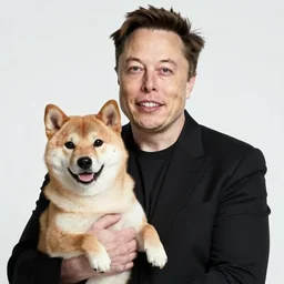 elon musk holding a doge, photo by getty images