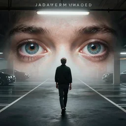 jonny greenwood radiohead songwriter, walking in liminal space interior parking lot, misty, liminal, fluorescent, award - winning photograph, landscape, high detail, hd eyes reflecting into eyes reflecting into infinity, dramatic lighting, ultrafine detail, round black eye pupils, chiaroscuro, private press, associated press photo, angelic photograph, masterpiece