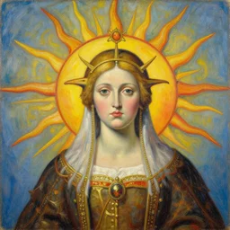 The queen of the sun by Zdzisław Beksiński, oil on canvas, intricately detailed artwork, 8k