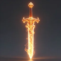 magical fire glowing sword with a dragon - shaped guard