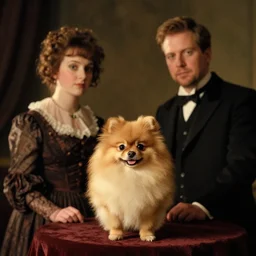 pomeranian lulu cinematic lighting, by gaston bussiere, j. c. leyendecker, craig mullins