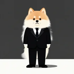 japanese spitz, in a strict suit, avatar image, digital art, minimalism