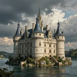 castle on a island by Hergé