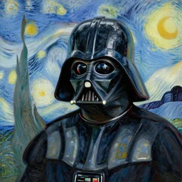 beautiful oil painting of Darth Vader by Vincent van Gogh; realistic-lighting