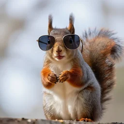squirrel with sun glasses, low angle camera, award winning, low angel, low angle!!!!