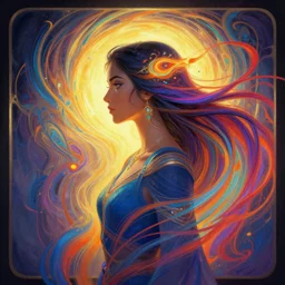 side profile centered painted portrait, Maya Ali as a wind sorceress, D&D, Gloomhaven, matte painting concept art, art nouveau, beautifully backlit, swirly vibrant color lines, aesthetic octane render, 8K HD Resolution, by ilya kuvshinov and Cushart Krentz and Gilleard James