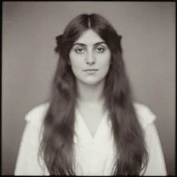 edwardian photograph of a woman, long thick hair, beautiful, symmetrical, elegant, graceful, by julia margaret cameron, 1 9 0 0, 1 8 9 0 s, grainy, blurry