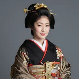 portrait of attractive japanese lady wearing regal ceremonial attire, intricate details, ultra - realistic, studio lighting, photographed by greg rutkowski