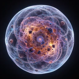 A 4D bubble universe expanding at the speed of light. Fractal geometry. Stunning. Hyper-detail.