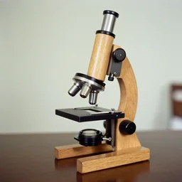 realistic photo of a microscope made of wooden sticks 1 9 6 0, life magazine photo, natural colors, metropolitan museum, kodak