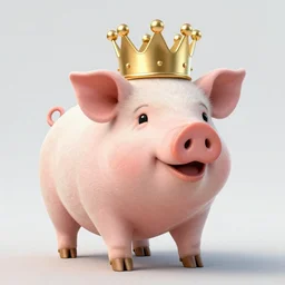 a pig wearing a gold crown in the style of Rube Goldberg