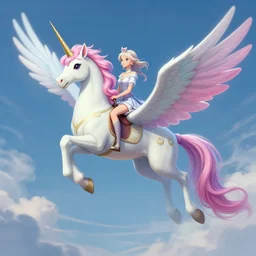 digital illustion of a beautiful unicorn riding on the back of a flying mythical roc, deviantArt, artstation, artstation hq, hd, 4k resolution