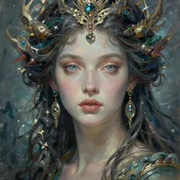 portrait of a beautiful sea goddess, graceful, esoteric, muted colors, head in focus, high fantasy art, ocean nature and sea aesthetics, ornamental, intricate, elegant, highly detailed hyperrealistic painting, artstation, concept art, painterly, sharp focus, illustration, epic art by hans jokem bakker