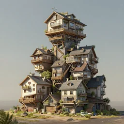 stacked houses, solarpunk, jean - baptiste monge, octane render, 4 k