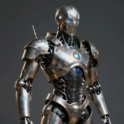 portrait of a humanoid robot, metal, cinematic lighting, fantasy, warforged, highly detailed, lifelike, photorealistic, digital painting, artstation, illustration, concept art, sharp focus, art by john collier and albert aublet and krenz cushart