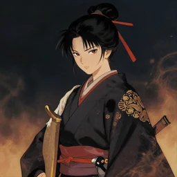 samurai girl in the style of Raymond Swanland, Ruan Jia, cinematic