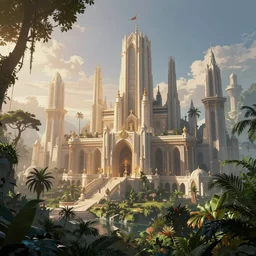 star wars concept art by greg rutkowski, a palatial, elegant and beautiful city in the middle of a jungle, cinematographic morning light, artstation hq